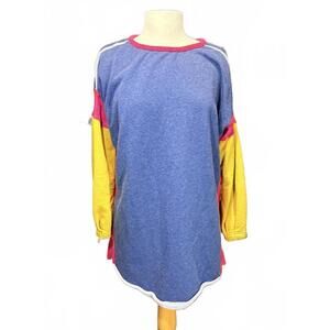 Natural Life Color Block Oversize Long Sleeve Top Drop Shoulder Med